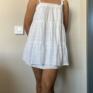 White linen patterned sun dress